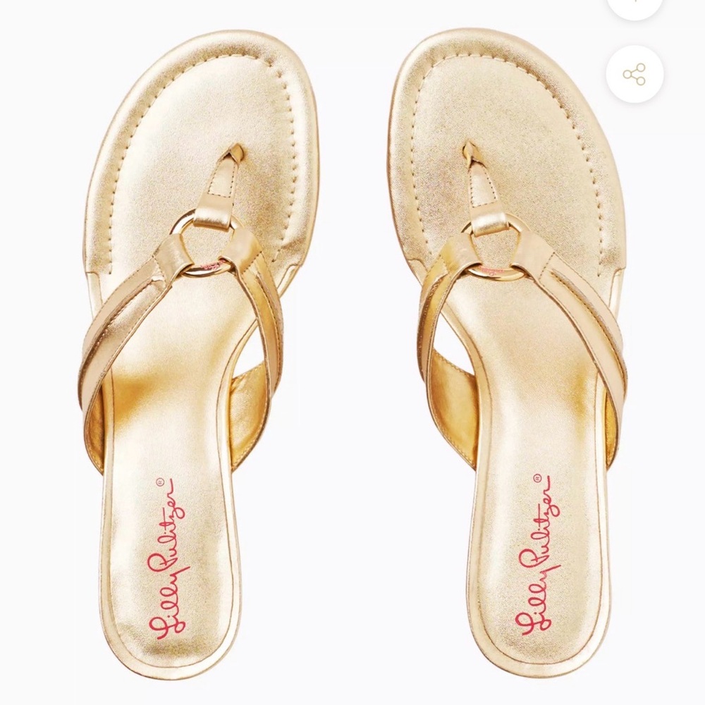Lilly Pulitzer Gold Metallic Thong Sandals